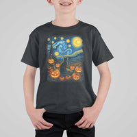 Halloween Cat Starry Night Van Gogh Cat Lovers T Shirt For Kid - Wonder Print Shop