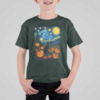 Halloween Cat Starry Night Van Gogh Cat Lovers T Shirt For Kid - Wonder Print Shop