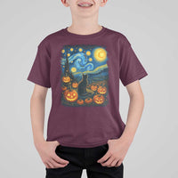 Halloween Cat Starry Night Van Gogh Cat Lovers T Shirt For Kid - Wonder Print Shop