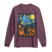 Halloween Cat Starry Night Van Gogh Cat Lovers Long Sleeve Shirt - Wonder Print Shop