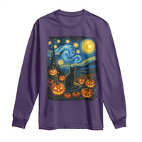 Halloween Cat Starry Night Van Gogh Cat Lovers Long Sleeve Shirt - Wonder Print Shop