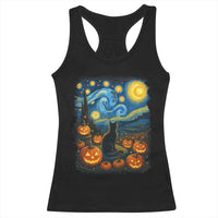 Halloween Cat Starry Night Van Gogh Cat Lovers Racerback Tank Top - Wonder Print Shop
