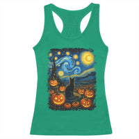 Halloween Cat Starry Night Van Gogh Cat Lovers Racerback Tank Top - Wonder Print Shop