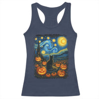 Halloween Cat Starry Night Van Gogh Cat Lovers Racerback Tank Top - Wonder Print Shop