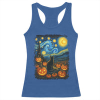Halloween Cat Starry Night Van Gogh Cat Lovers Racerback Tank Top - Wonder Print Shop