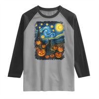 Halloween Cat Starry Night Van Gogh Cat Lovers Raglan Shirt - Wonder Print Shop