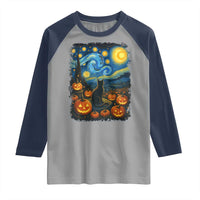 Halloween Cat Starry Night Van Gogh Cat Lovers Raglan Shirt - Wonder Print Shop