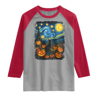 Halloween Cat Starry Night Van Gogh Cat Lovers Raglan Shirt - Wonder Print Shop