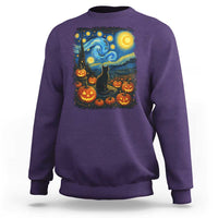 Halloween Cat Starry Night Van Gogh Cat Lovers Sweatshirt - Wonder Print Shop