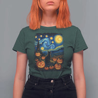 Halloween Cat Starry Night Van Gogh Cat Lovers T Shirt For Women - Wonder Print Shop