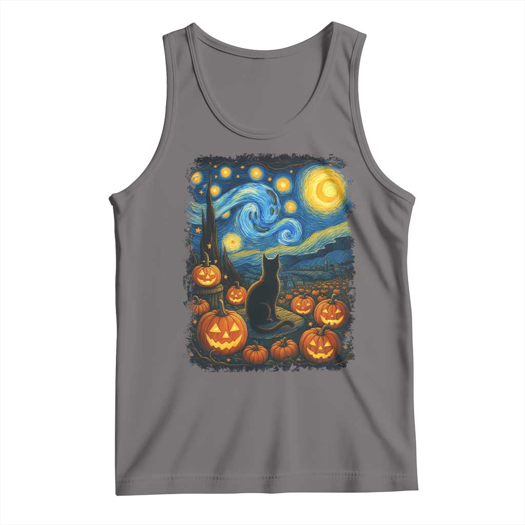 Halloween Cat Starry Night Van Gogh Cat Lovers Tank Top - Wonder Print Shop