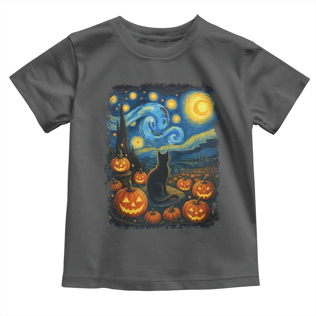 Halloween Cat Starry Night Van Gogh Cat Lovers Toddler T Shirt - Wonder Print Shop