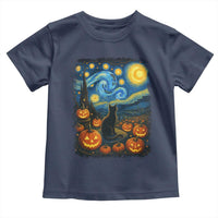 Halloween Cat Starry Night Van Gogh Cat Lovers Toddler T Shirt - Wonder Print Shop