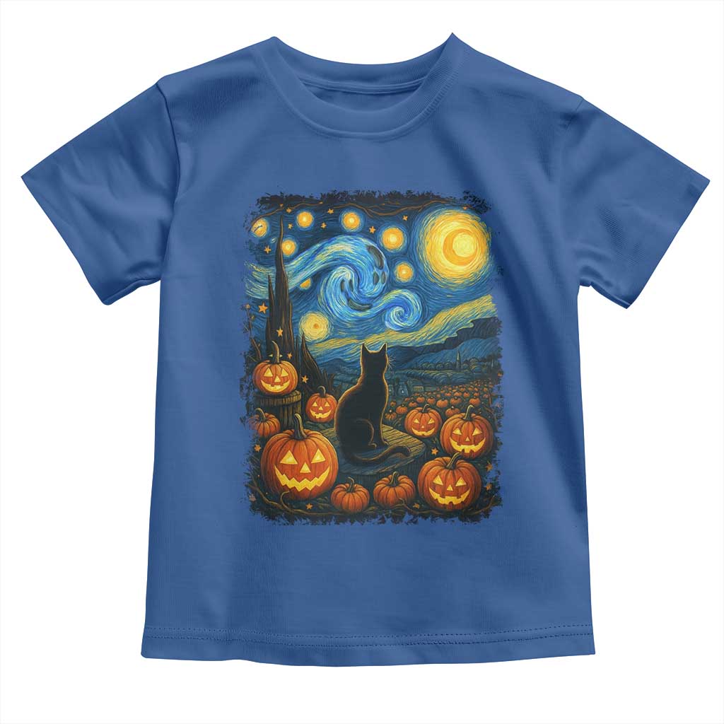Halloween Cat Starry Night Van Gogh Cat Lovers Toddler T Shirt - Wonder Print Shop