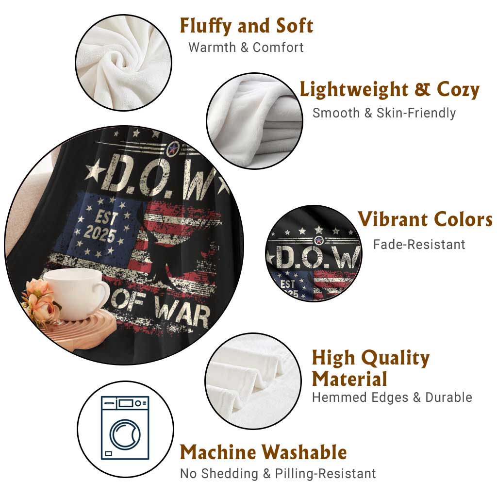 Dept Of War Est 2025 Throw Blanket DOW Military Patriotic American Flag - Wonder Print Shop