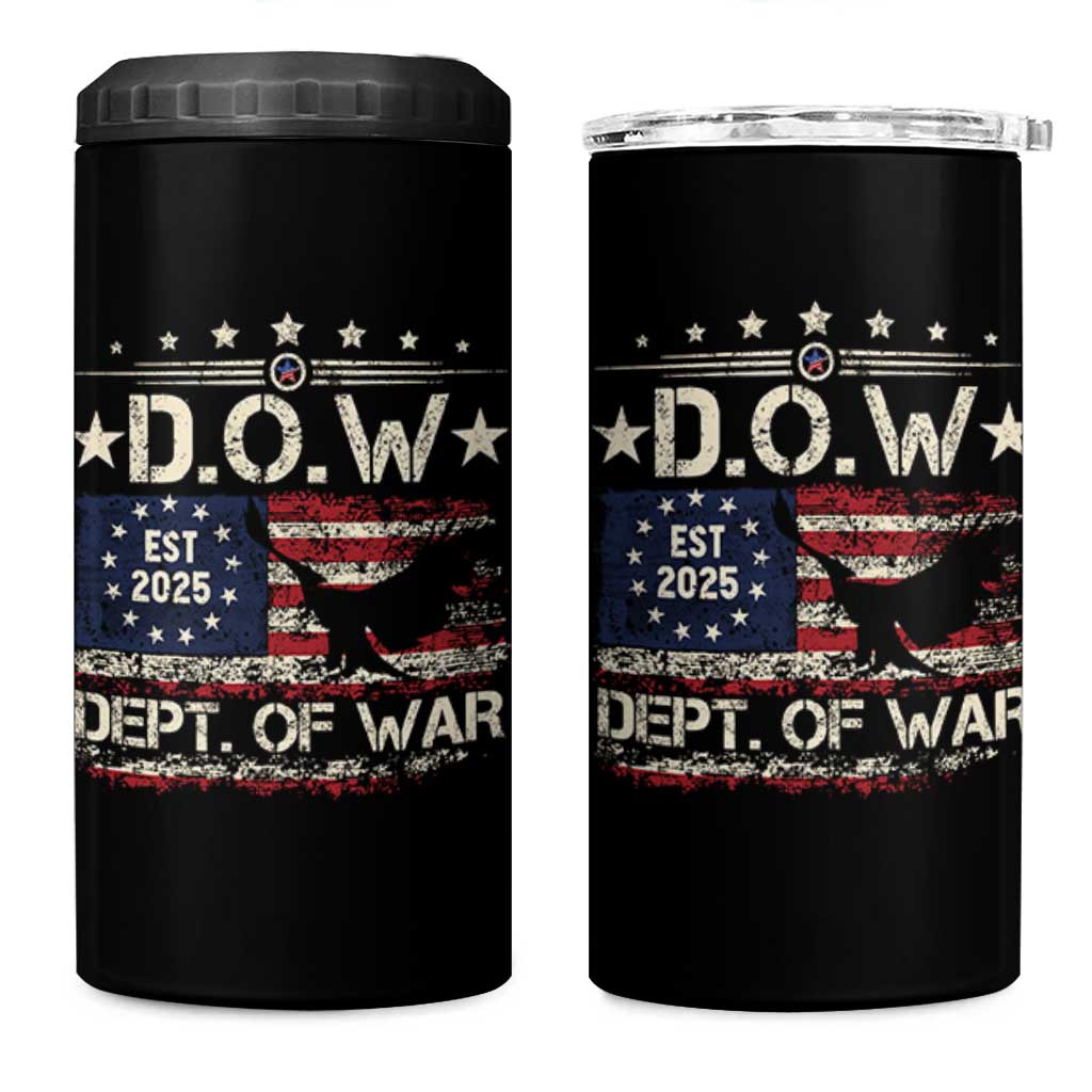 Dept Of War Est 2025 4 in 1 Can Cooler Tumbler DOW Military Patriotic American Flag - Wonder Print Shop