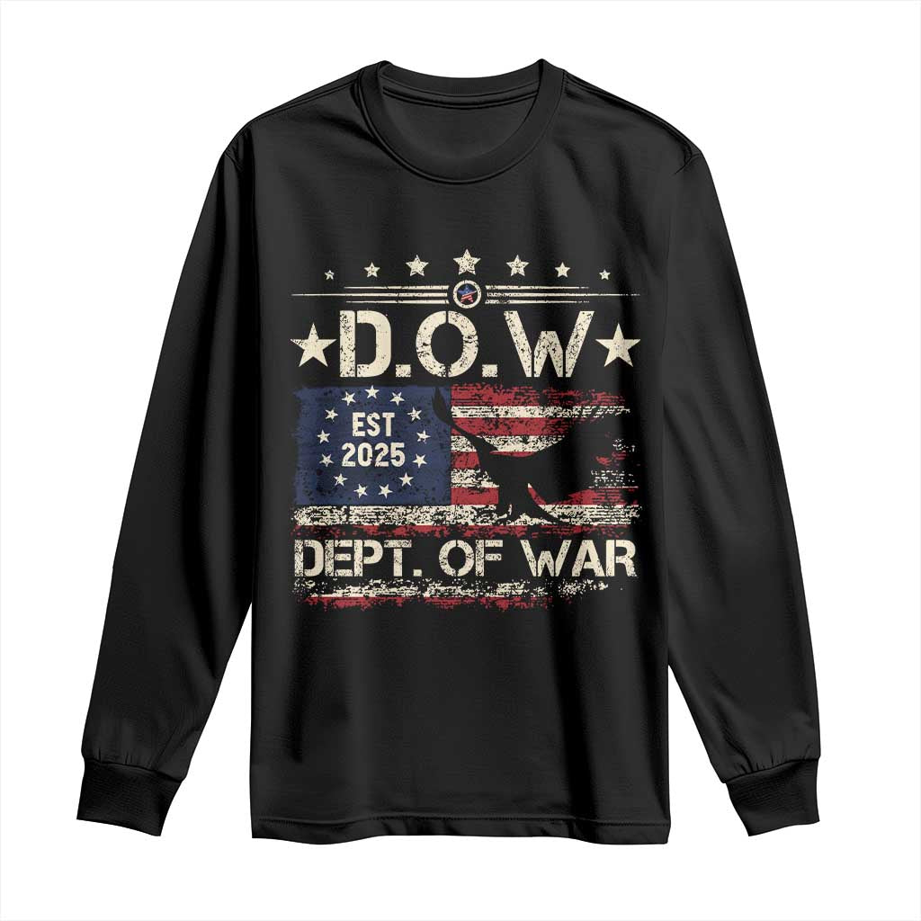 Dept Of War Est 2025 Long Sleeve Shirt DOW Military Patriotic American Flag - Wonder Print Shop