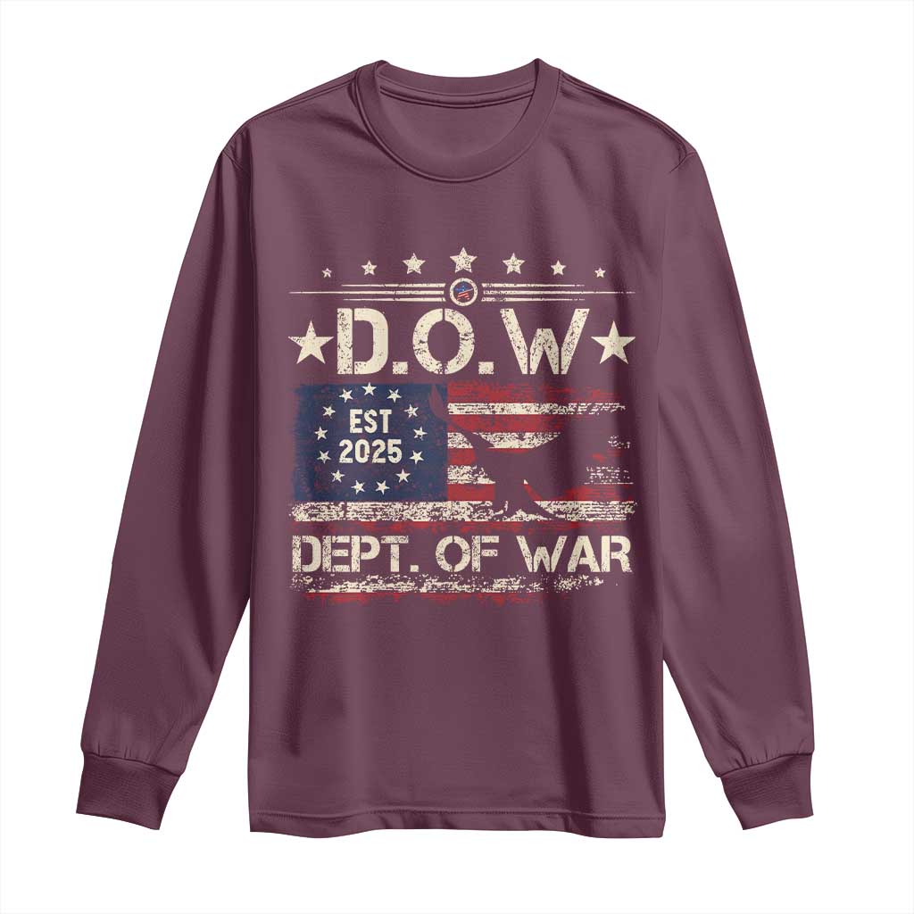 Dept Of War Est 2025 Long Sleeve Shirt DOW Military Patriotic American Flag - Wonder Print Shop