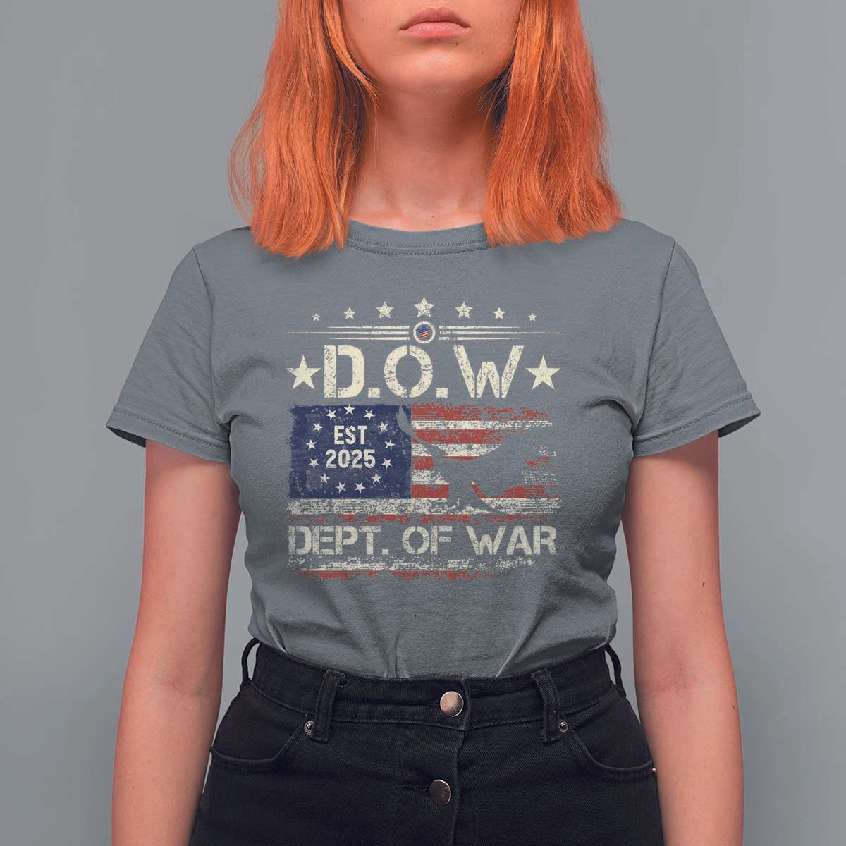 Dept Of War Est 2025 T Shirt For Women DOW Military Patriotic American Flag - Wonder Print Shop
