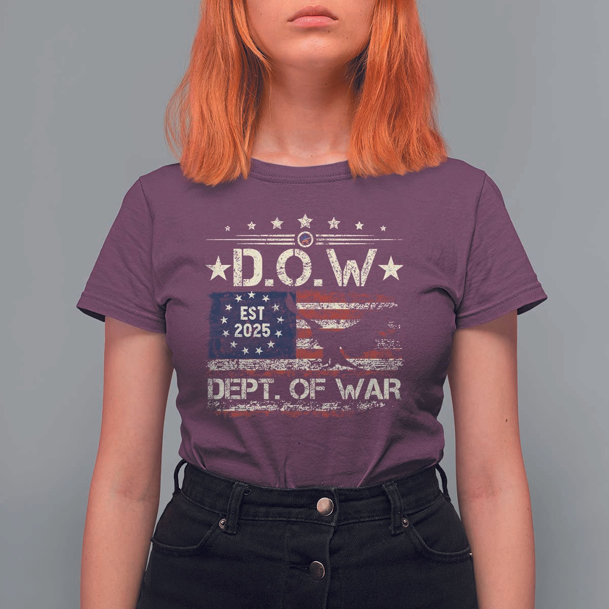 Dept Of War Est 2025 T Shirt For Women DOW Military Patriotic American Flag - Wonder Print Shop