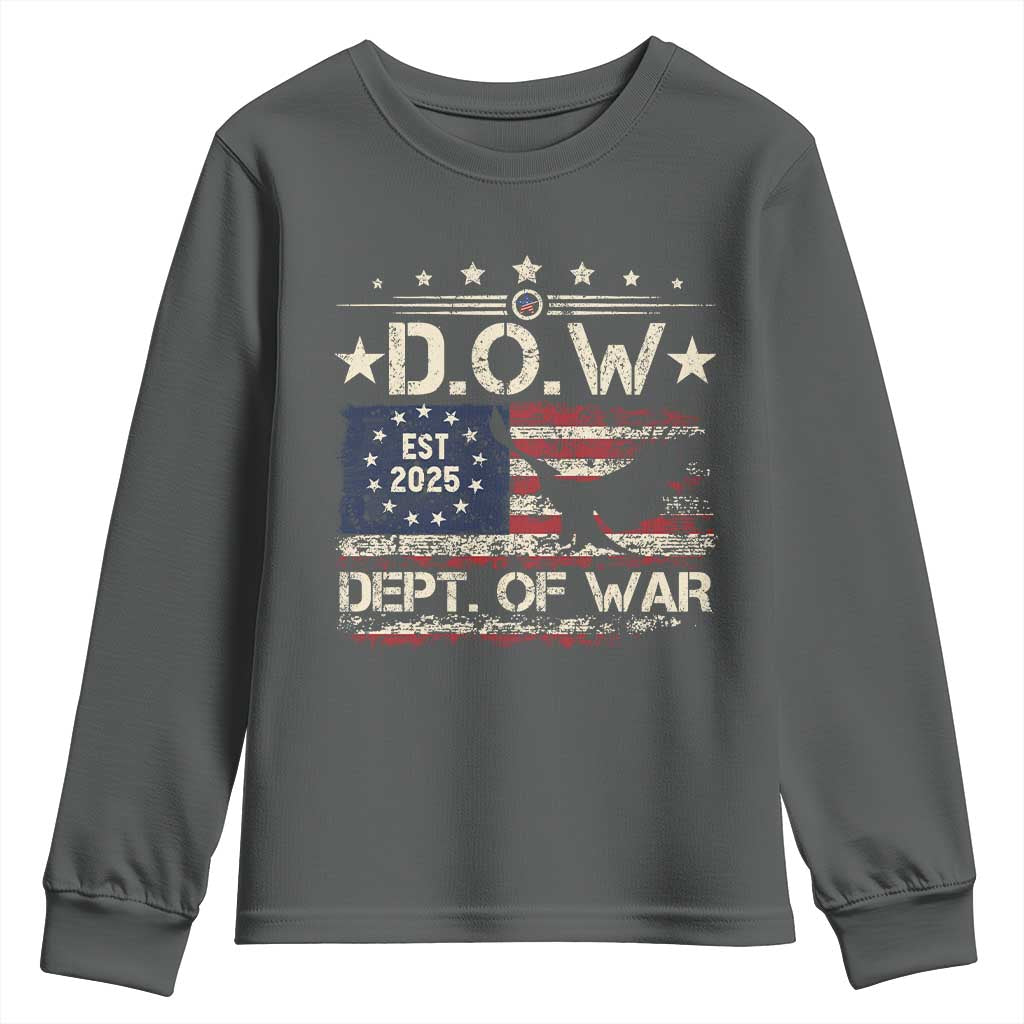 Dept Of War Est 2025 Youth Sweatshirt DOW Military Patriotic American Flag - Wonder Print Shop