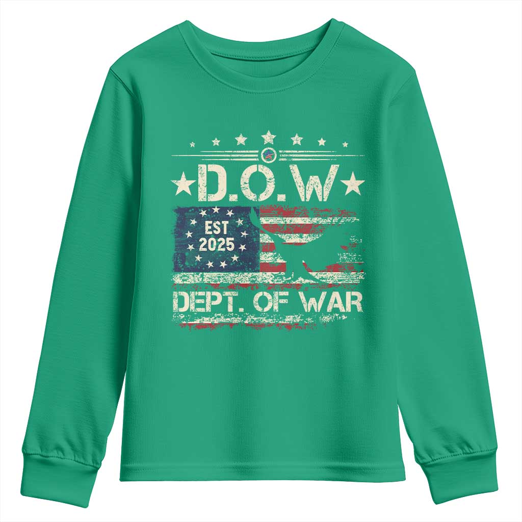 Dept Of War Est 2025 Youth Sweatshirt DOW Military Patriotic American Flag - Wonder Print Shop