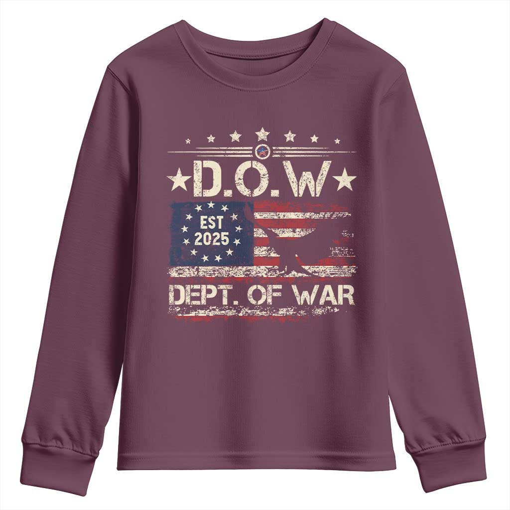 Dept Of War Est 2025 Youth Sweatshirt DOW Military Patriotic American Flag - Wonder Print Shop