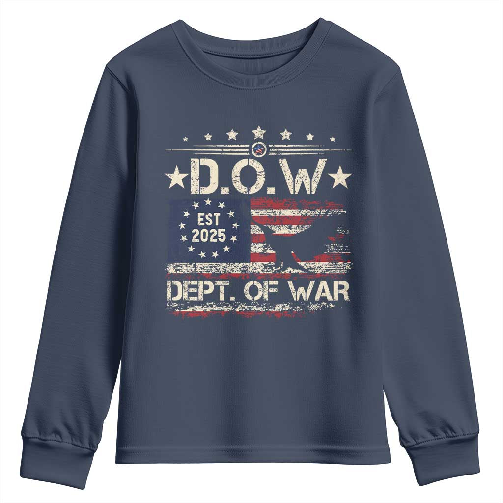Dept Of War Est 2025 Youth Sweatshirt DOW Military Patriotic American Flag - Wonder Print Shop