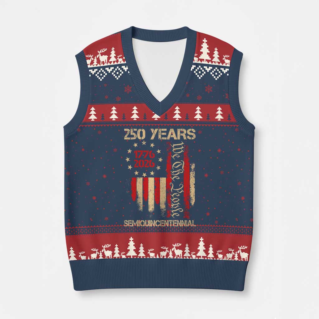 250 Years Semiquincentennial V-Neck Knit Sweater Vest 250th America Anniversary Independence Day