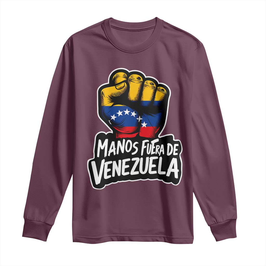 Manos Fuera De Venezuela Long Sleeve Shirt Venezuelan Flag - Wonder Print Shop