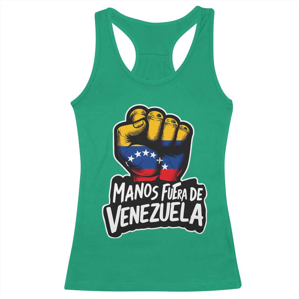 Manos Fuera De Venezuela Racerback Tank Top Venezuelan Flag - Wonder Print Shop