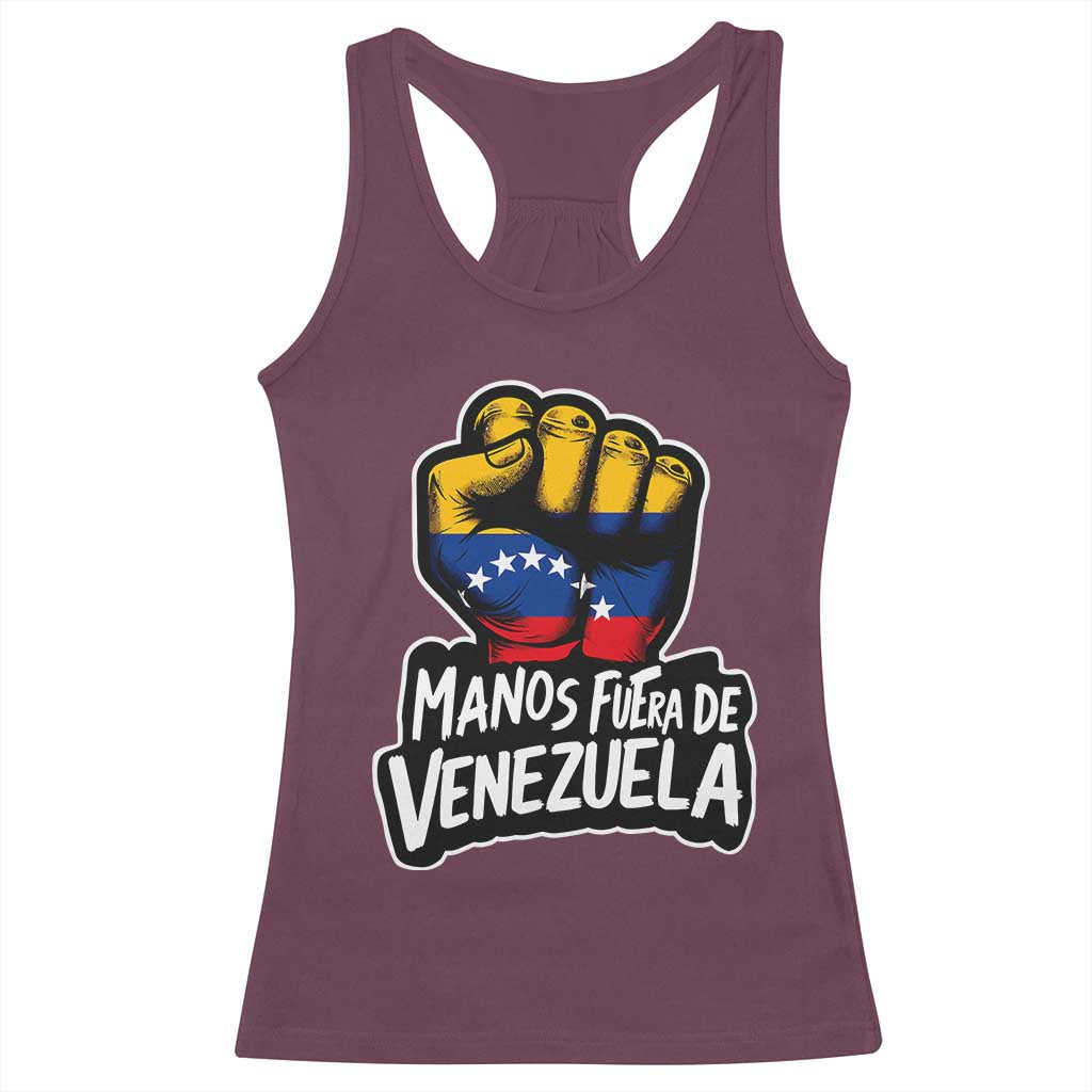 Manos Fuera De Venezuela Racerback Tank Top Venezuelan Flag - Wonder Print Shop