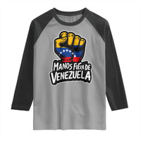 Manos Fuera De Venezuela Raglan Shirt Venezuelan Flag - Wonder Print Shop