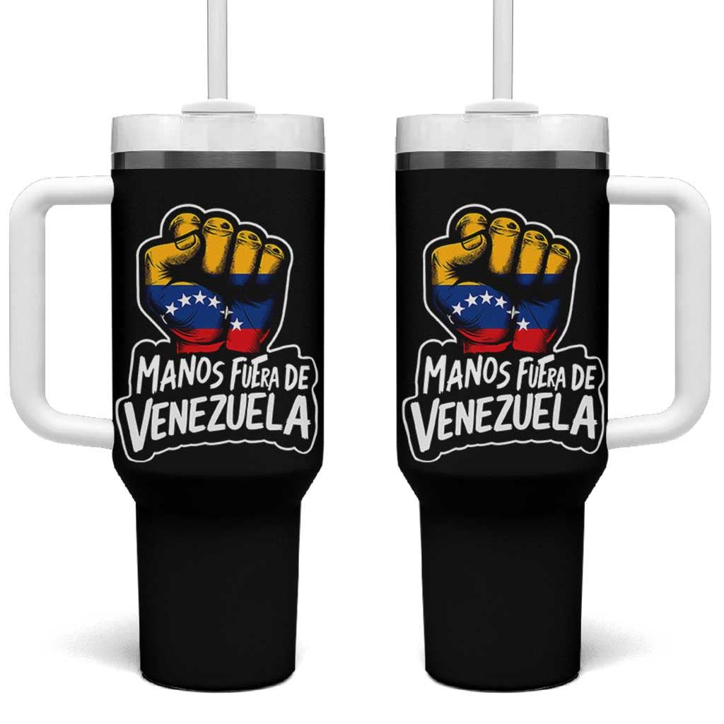 Manos Fuera De Venezuela Tumbler With Handle Venezuelan Flag - Wonder Print Shop