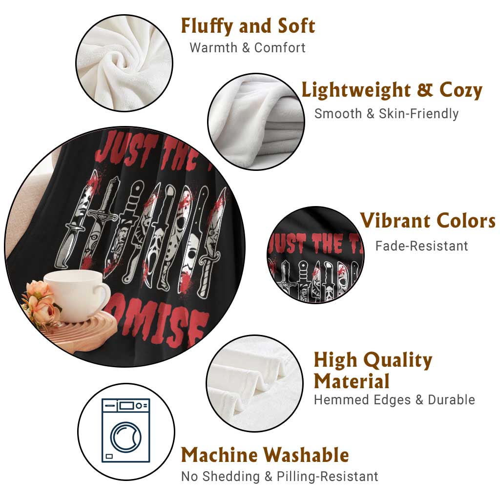 Funny Halloween Just The Tip I Promise Throw Blanket Horror Movie Knives - Wonder Print Shop