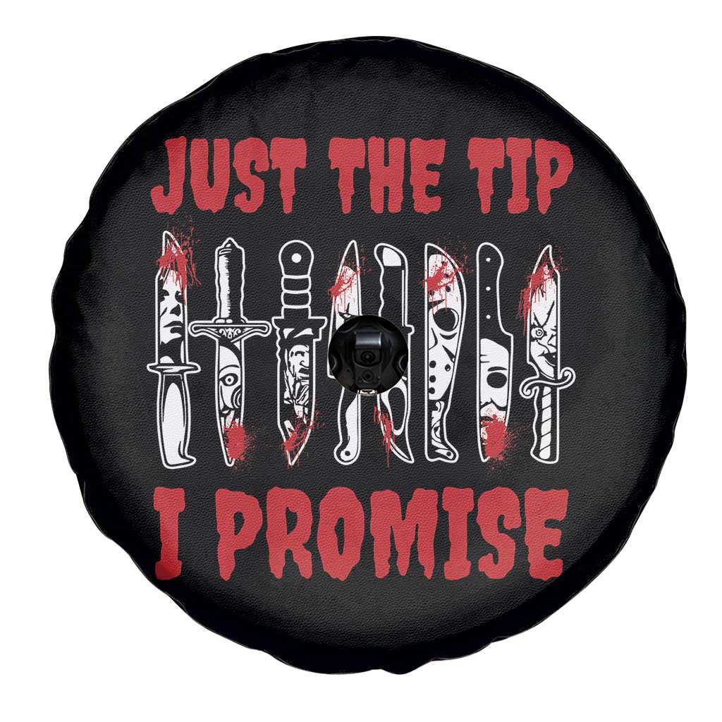 Funny Halloween Just The Tip I Promise Spare Tire Cover Horror Movie Knives - Wonder Print Shop