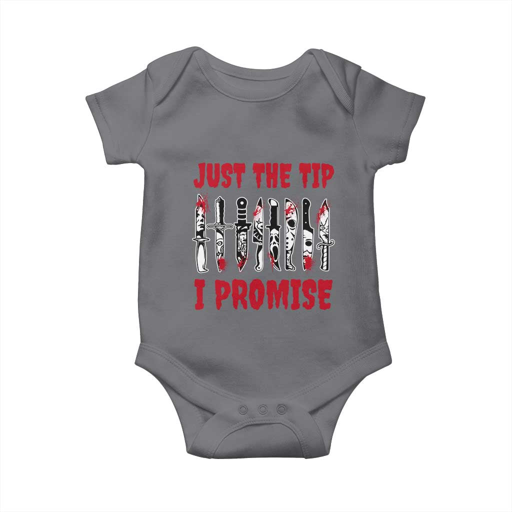 Funny Halloween Just The Tip I Promise Baby Onesie Horror Movie Knives - Wonder Print Shop