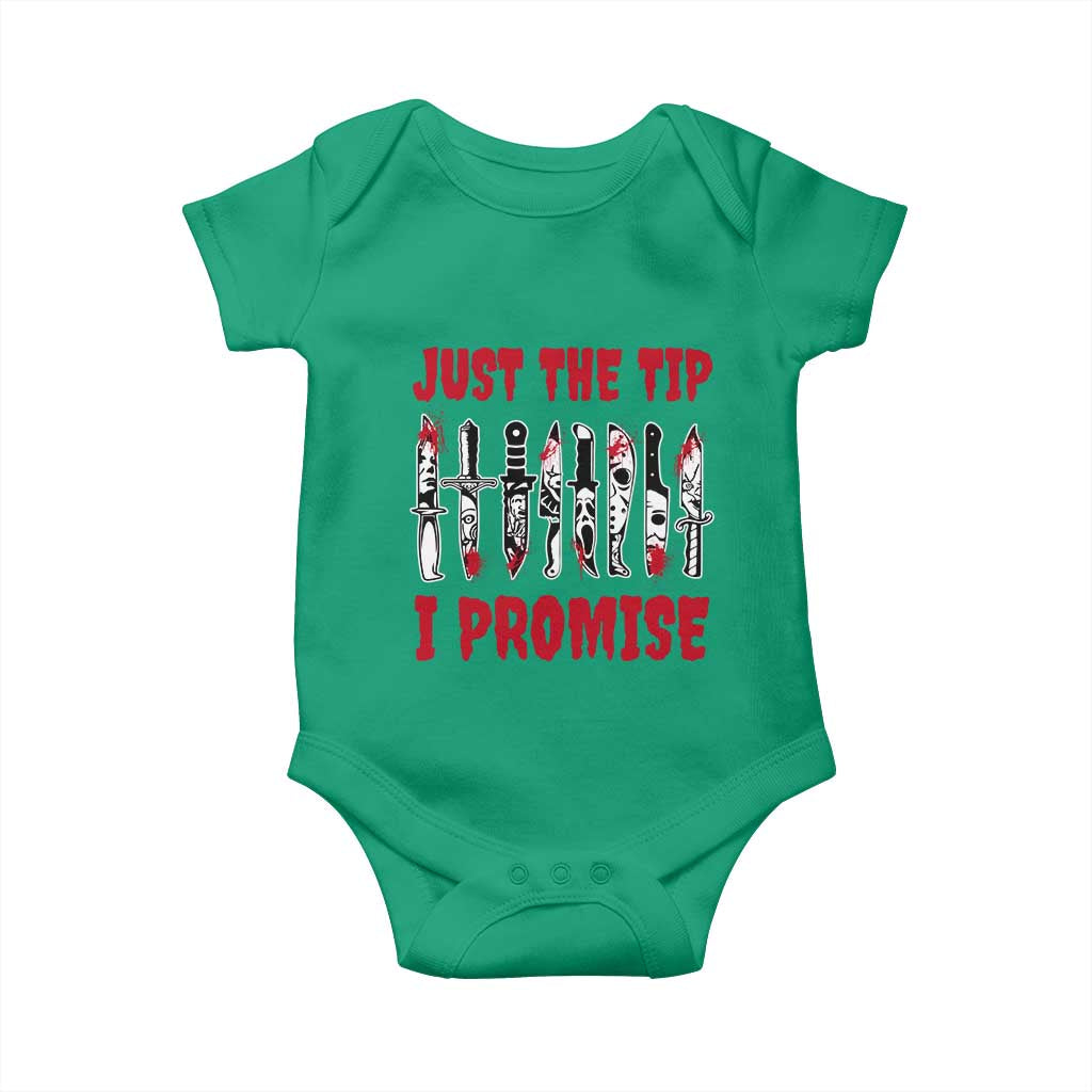 Funny Halloween Just The Tip I Promise Baby Onesie Horror Movie Knives - Wonder Print Shop