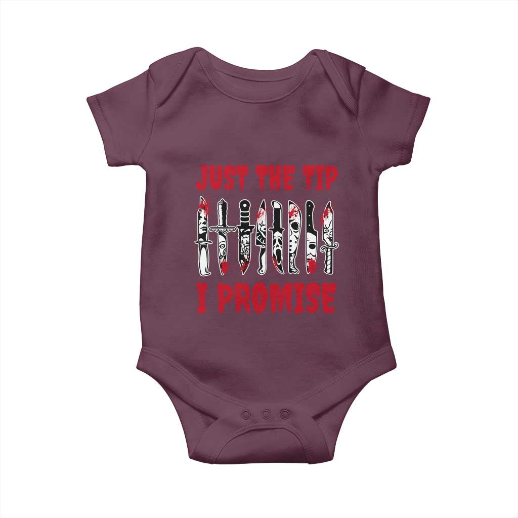 Funny Halloween Just The Tip I Promise Baby Onesie Horror Movie Knives - Wonder Print Shop
