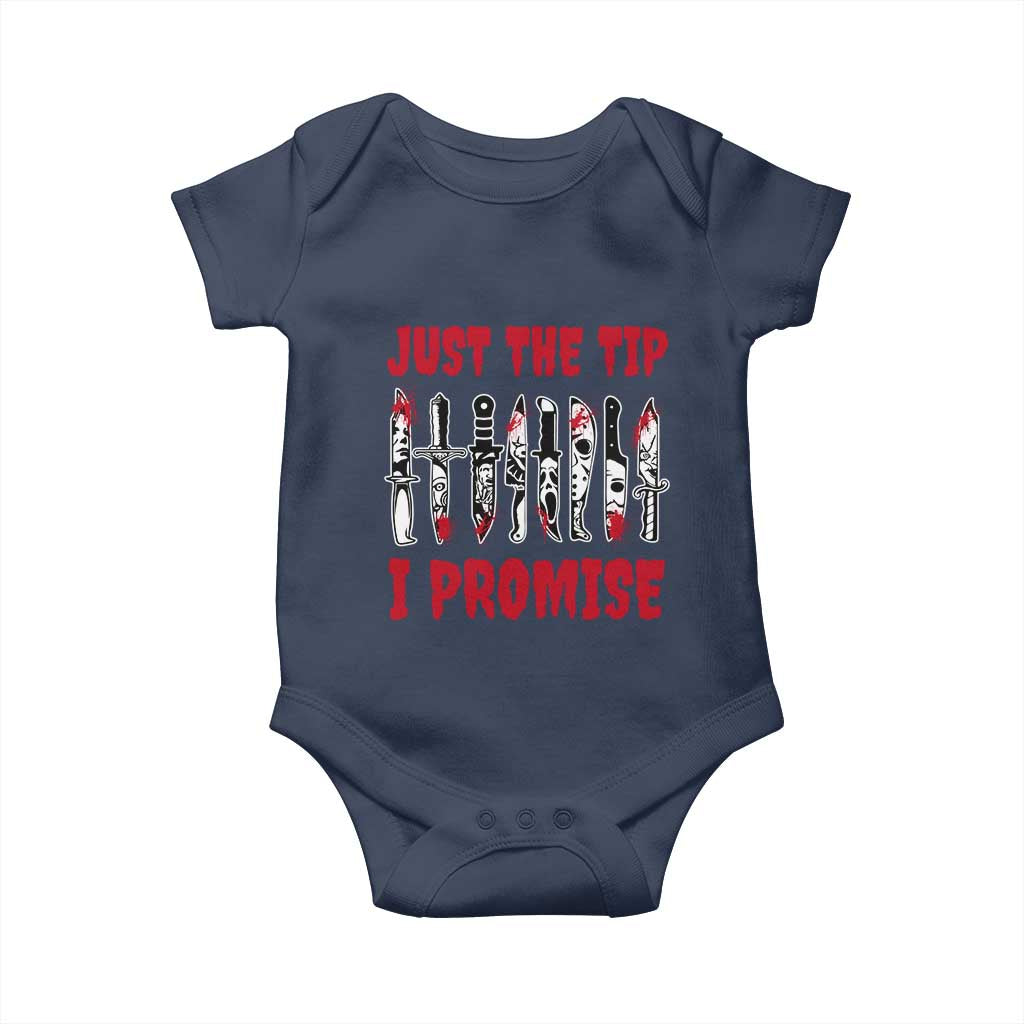 Funny Halloween Just The Tip I Promise Baby Onesie Horror Movie Knives - Wonder Print Shop