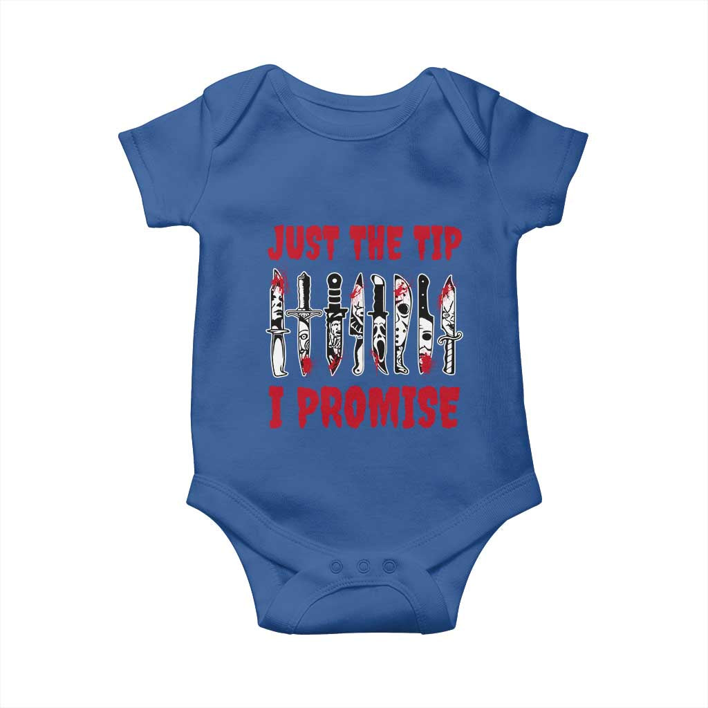 Funny Halloween Just The Tip I Promise Baby Onesie Horror Movie Knives - Wonder Print Shop