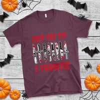 Funny Halloween Just The Tip I Promise T Shirt Horror Movie Knives - Wonder Print Shop