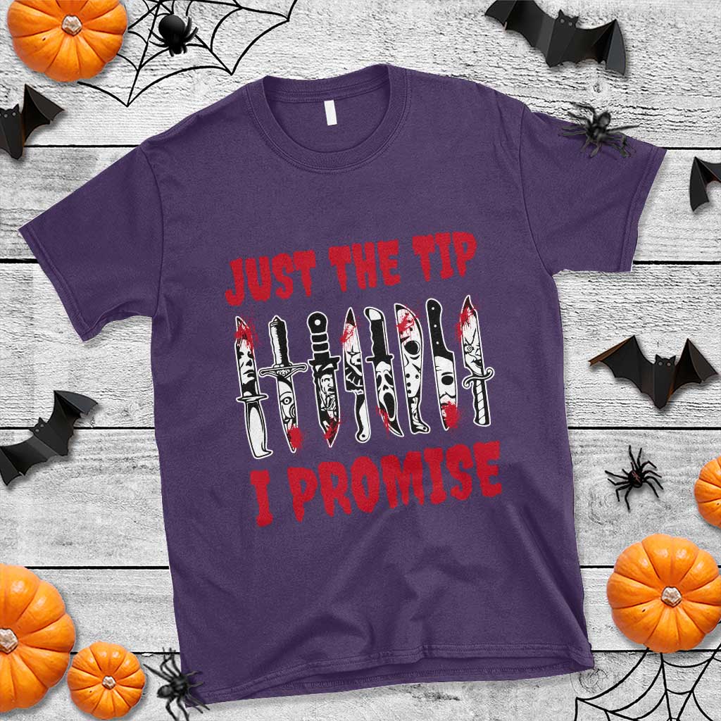 Funny Halloween Just The Tip I Promise T Shirt Horror Movie Knives - Wonder Print Shop