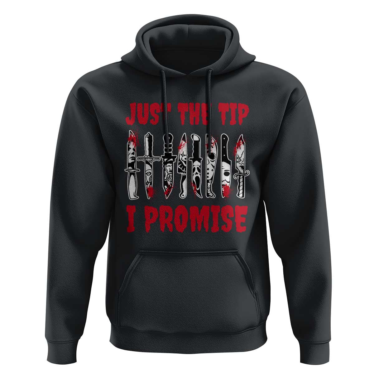 Funny Halloween Just The Tip I Promise Hoodie Horror Movie Knives - Wonder Print Shop