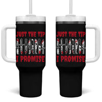 Funny Halloween Just The Tip I Promise Tumbler With Handle Horror Movie Knives - Wonder Print Shop