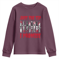 Funny Halloween Just The Tip I Promise Youth Sweatshirt Horror Movie Knives - Wonder Print Shop