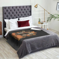 Halloween Vintage Patchwork Ghost Holding Black Cat Groovy Floral Throw Blanket - Wonder Print Shop