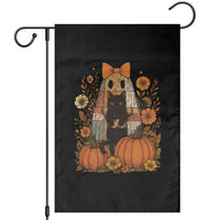 Halloween Vintage Patchwork Ghost Holding Black Cat Groovy Floral Garden Flag - Wonder Print Shop