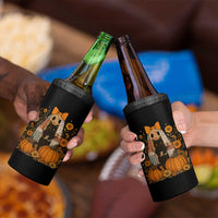 Halloween Vintage Patchwork Ghost Holding Black Cat Groovy Floral 4 in 1 Can Cooler Tumbler - Wonder Print Shop