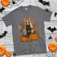 Halloween Vintage Patchwork Ghost Holding Black Cat Groovy Floral T Shirt - Wonder Print Shop
